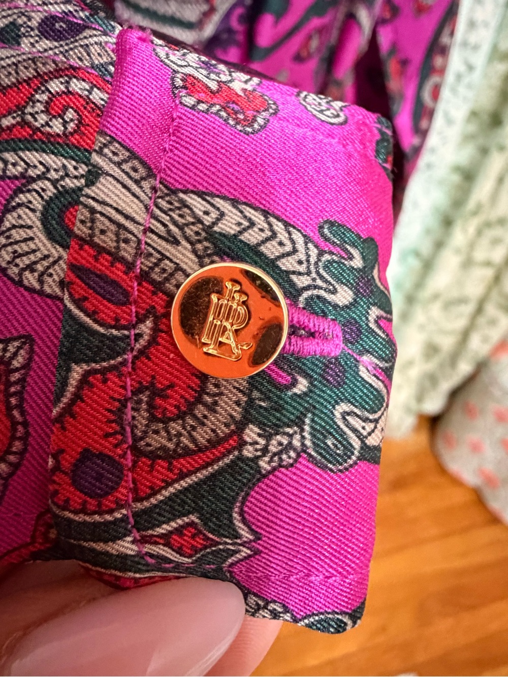Lauren Ralph Lauren Fuchsia Paisley Maxi Shirt Dress - Picture 4 of 9